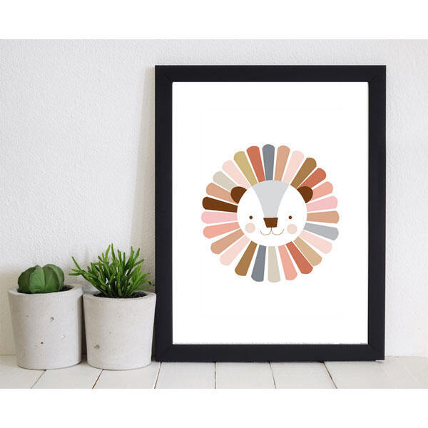 Affiche Sunny bear, rose, bleu, rouge, orange, blanc l.30 x H.40 cm