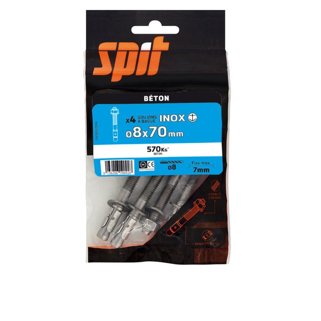 Kit chevilles et vis acier SPIT x 4 mm