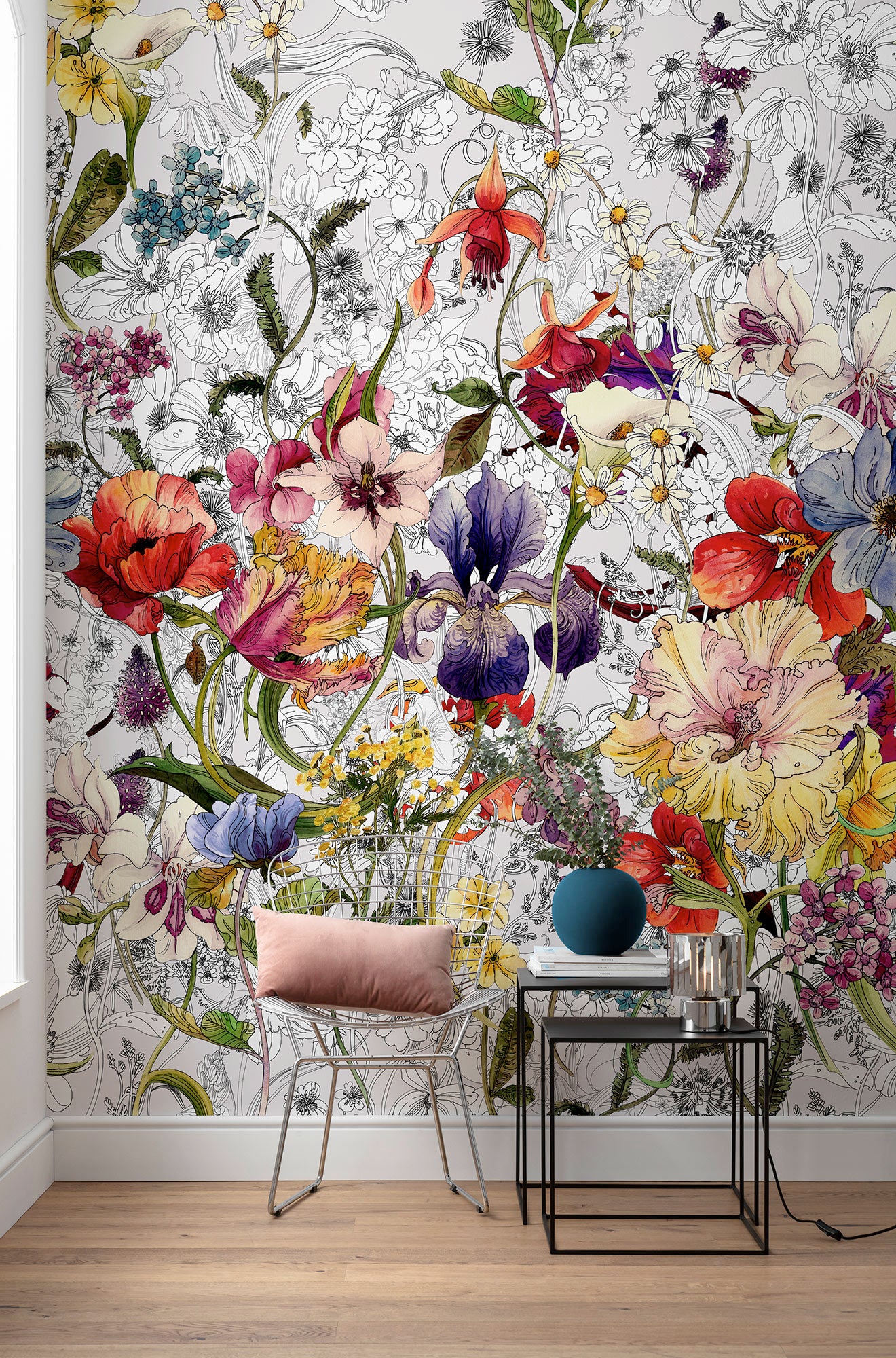 Mural vinilo liso naturaleza danse des fleurs multicolor 200 x 250 cm komar