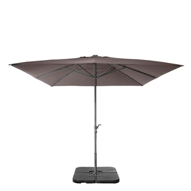 Parasol pied central BELVEO Belveo taupe carré, L.300 x l.300 cm