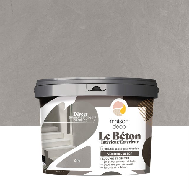 Enduit décoratif Le béton MAISON DECO, zinc, 5kg