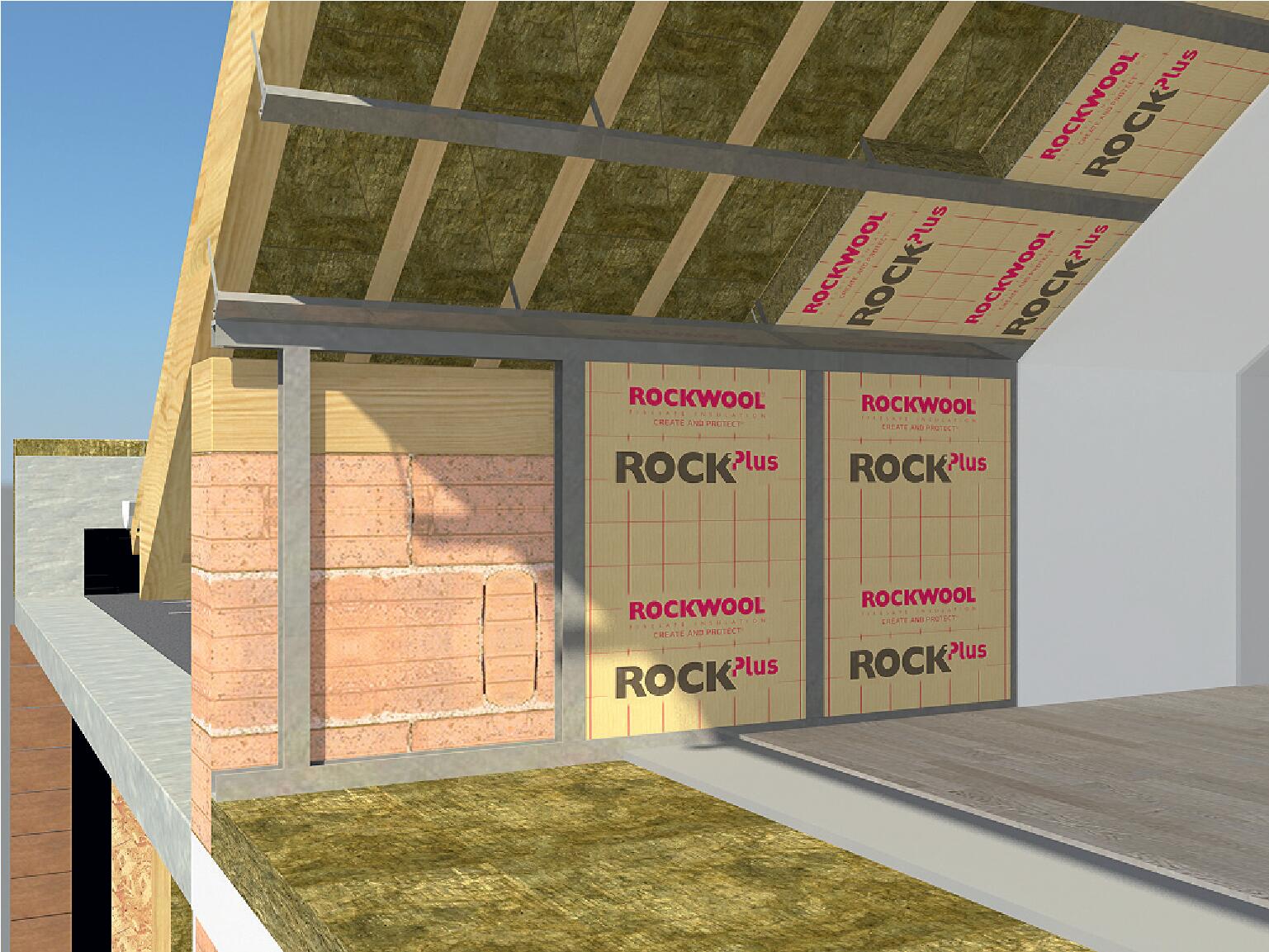 Lot de 4 panneaux laine de roche mur ROCKWOOL Rockplus premium kraft, Ep.75mm, 1 - 4