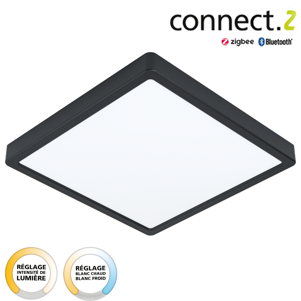 Plafonnier connecté, design aluminium noir IP44 module led 2500lm EGLO FUEVA - 5