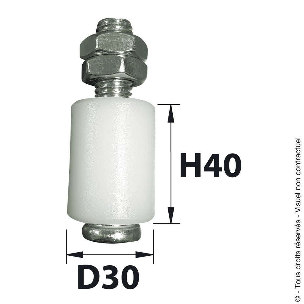 Olive pour portail nylon, Diam.30 mm H.40mm blanc AFBAT - 3