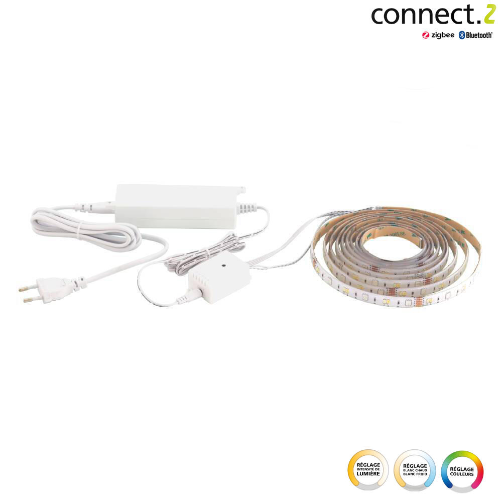 Kit ruban LED connecté 5m Zigbee bluetooth, couleurs et blancs, EGLO - 3