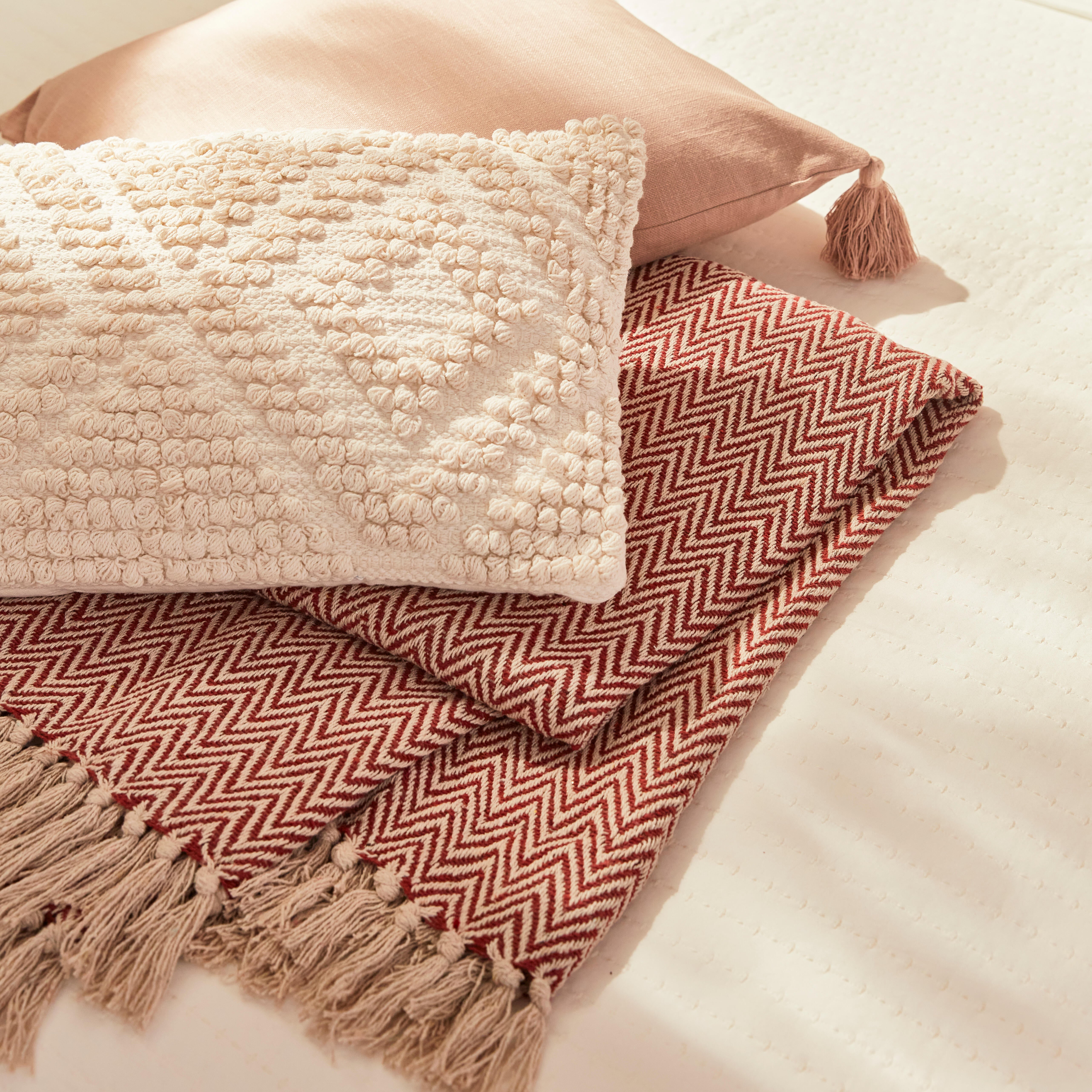 Plaid Aubin, beige / rouge l.130 x L.180 cm INSPIRE - 5