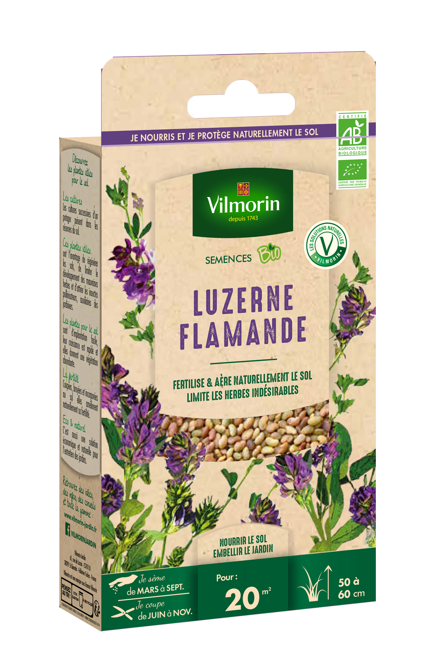 Luzerne flamande BIO VILMORIN 60 gr / 20 m² - 2