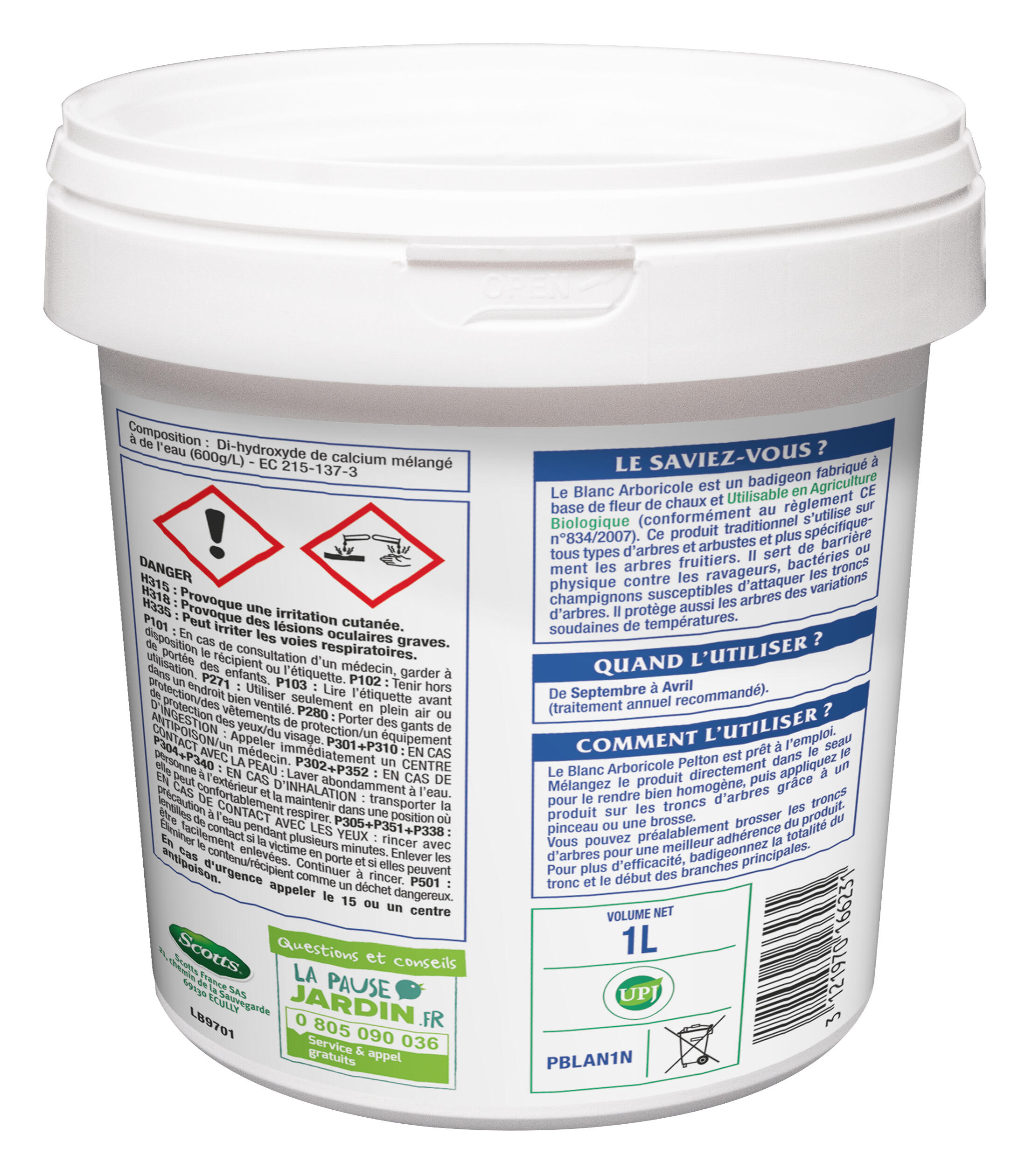 Blanc arboricole pour arbres fruitiers PELTON, seau de 1 l - 2