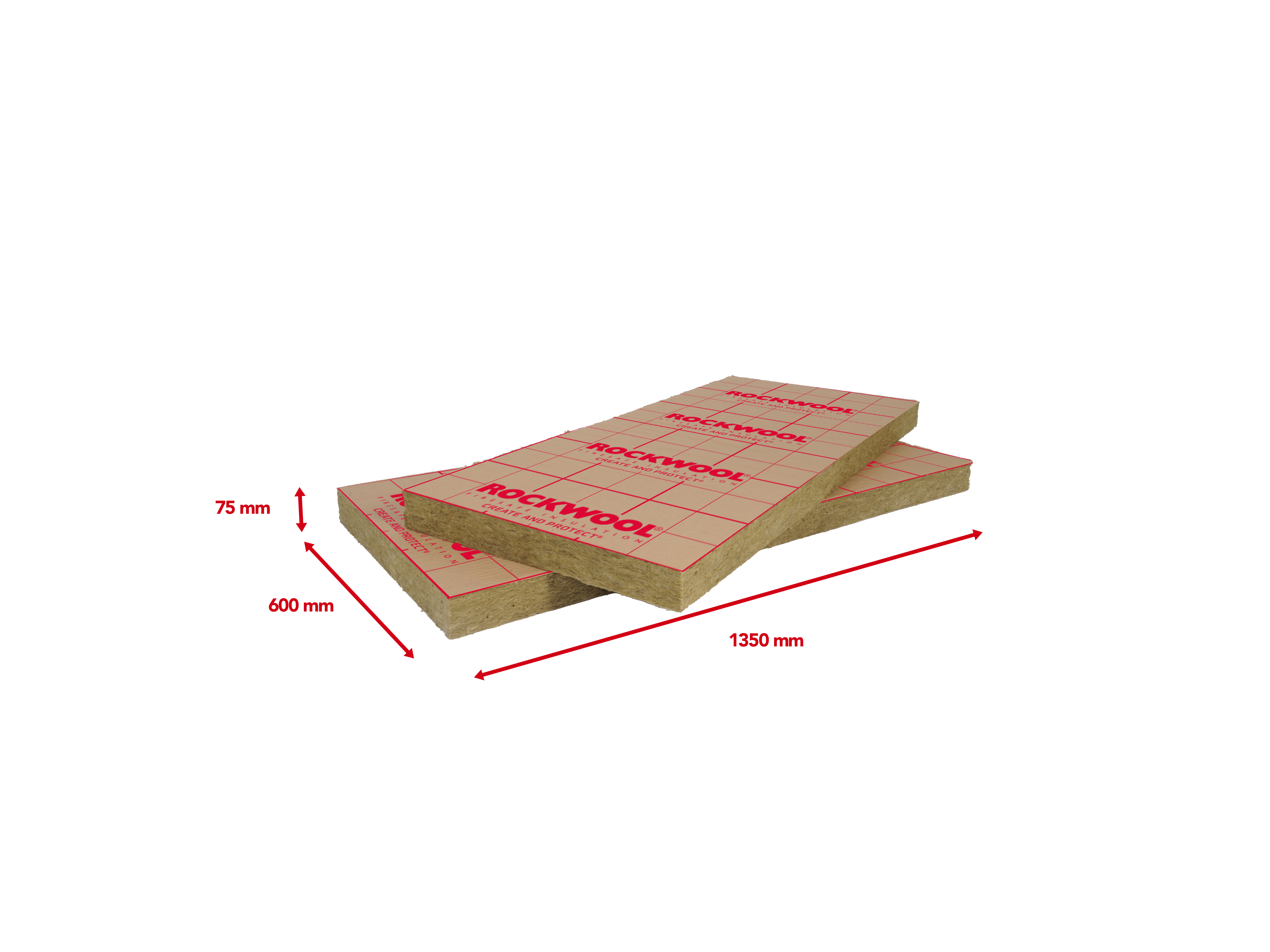 10 Panneaux de laine de roche ROCKWOOL Rockmur, Ep.75mm, 1.35x0.6m - 2
