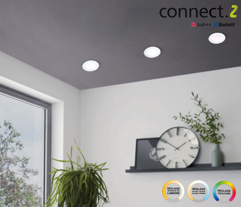 Spot à encastrer connecté Zigbee bluetooth Fueva, D17 blanc/couleurs, rond blanc - 2