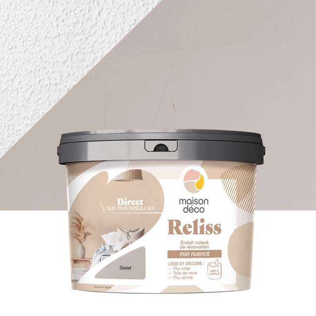 Enduit décoratif Reliss 2en1 MAISON DECO, galet, 15 kg
