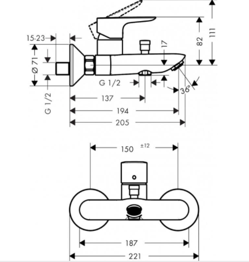 Robinet de baignoire brossé HANSGROHE Talis e or - 2
