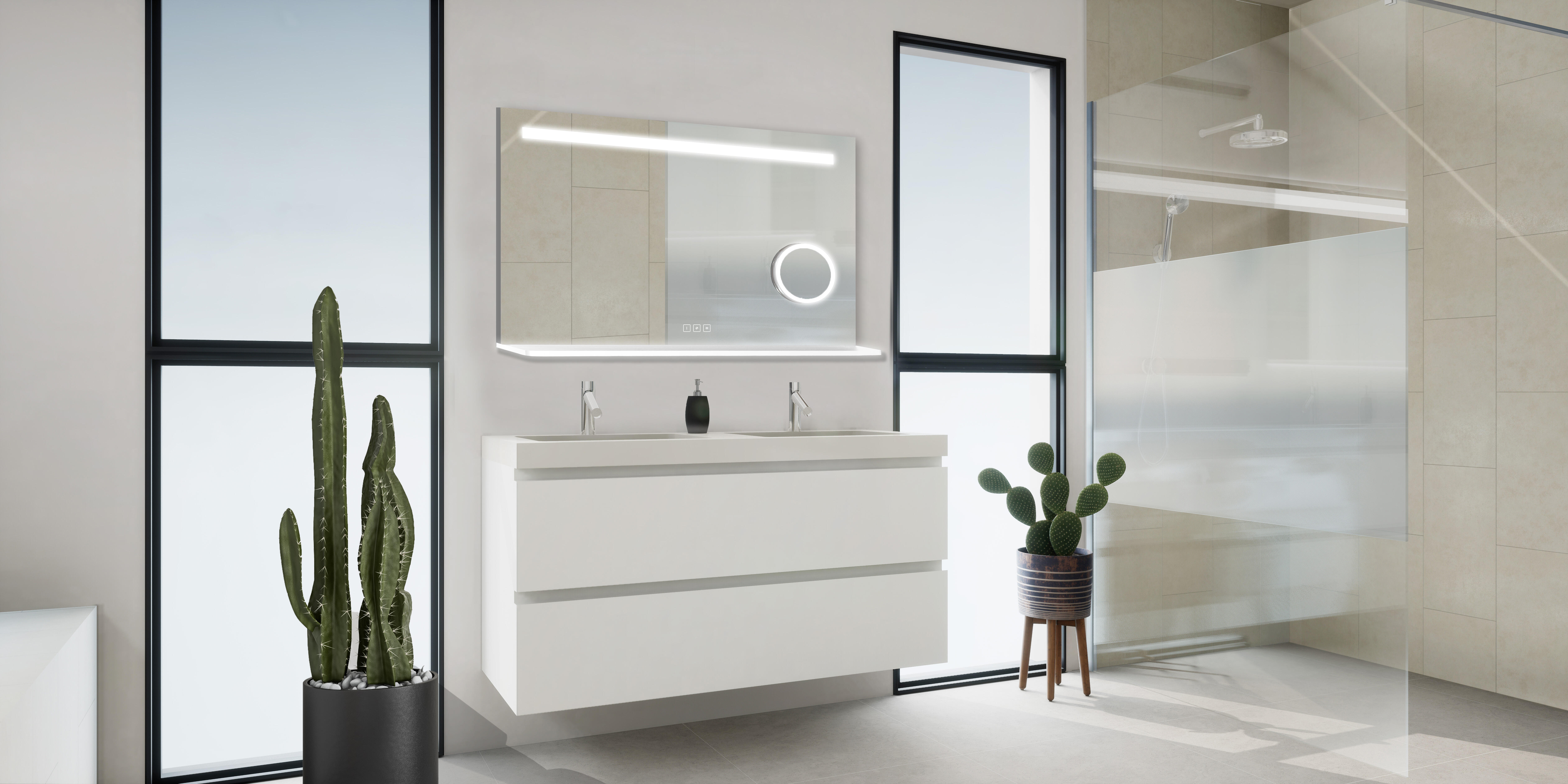 Miroir lumineux l.120 x H.70 cm Moonpick, Anti-buée, Variateur, grossissant - 3