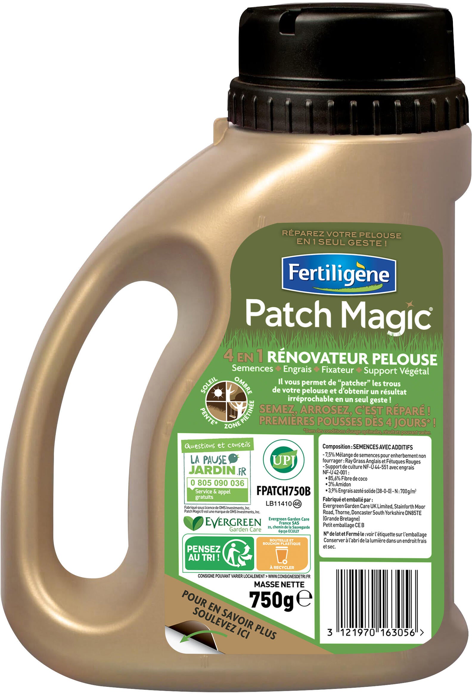 Pelouse regarnissage FERTILIGENE Fpatch750, 3 m² - 2