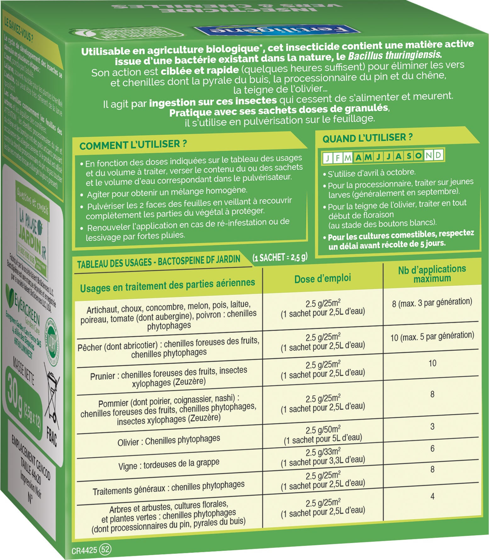 Traitement des insectes processionnaire du pin FERTILIGENE, pour plantes d'ornem - 2