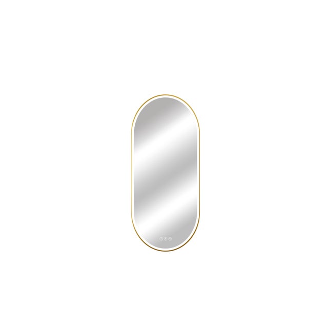 Espelho com iluminação led intensidade e cor regulável, antiembaciamento, oval 40x90 cm dourado MP Glass Solar