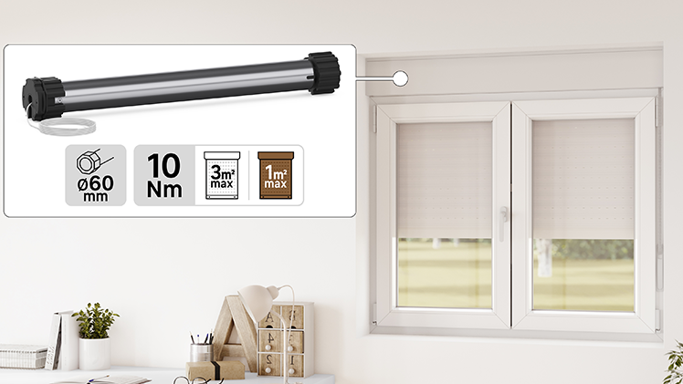 Moteur volet roulant filaire LEXMAN, 10 N.m Diam.60 mm, 20 kg max - 3