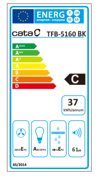 Hotte tiroir L.60 cm CATA TFB-5160 Noir - 2