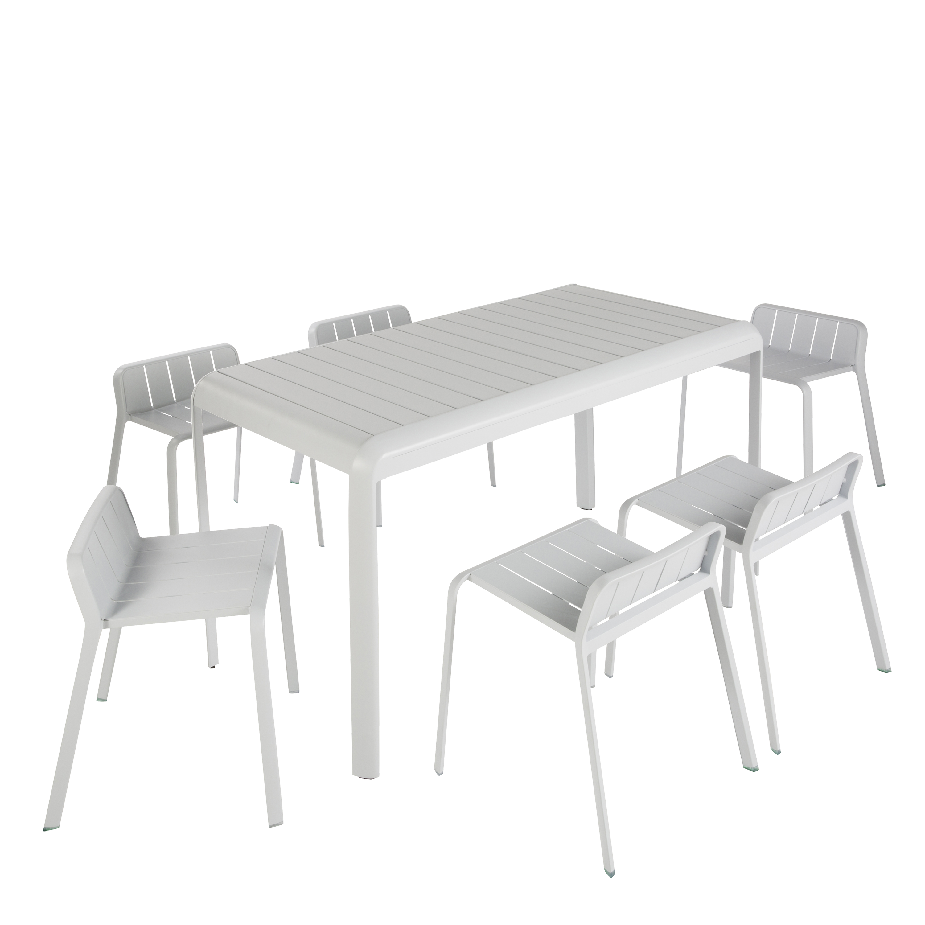 Sgabello da giardino in alluminio Idaho NATERIAL, struttura e seduta in alluminio grigio - 7