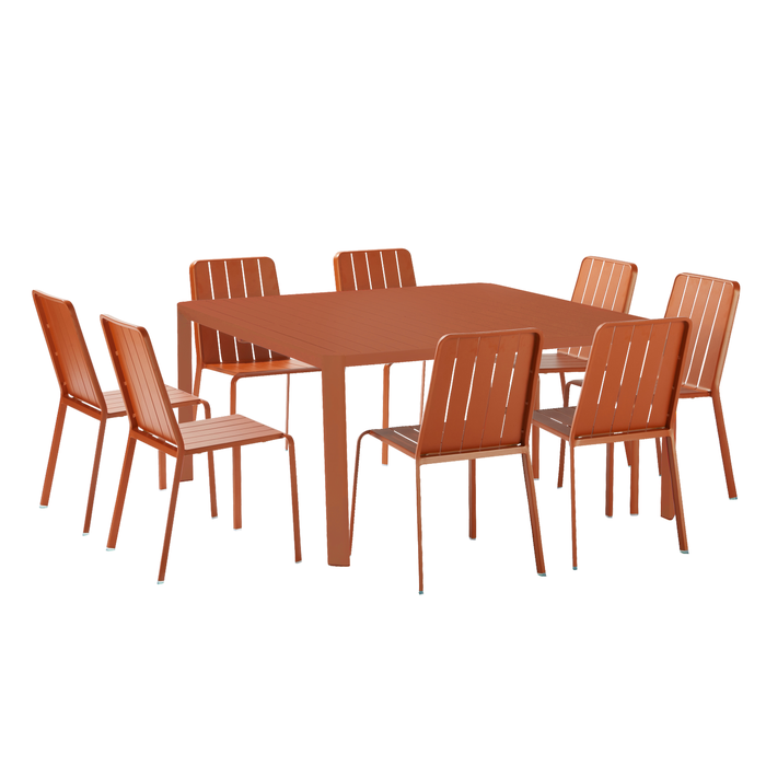 conjunto de material idaho-mesa-cadeira-de-alumínio-retangular-extensível-de-jardim