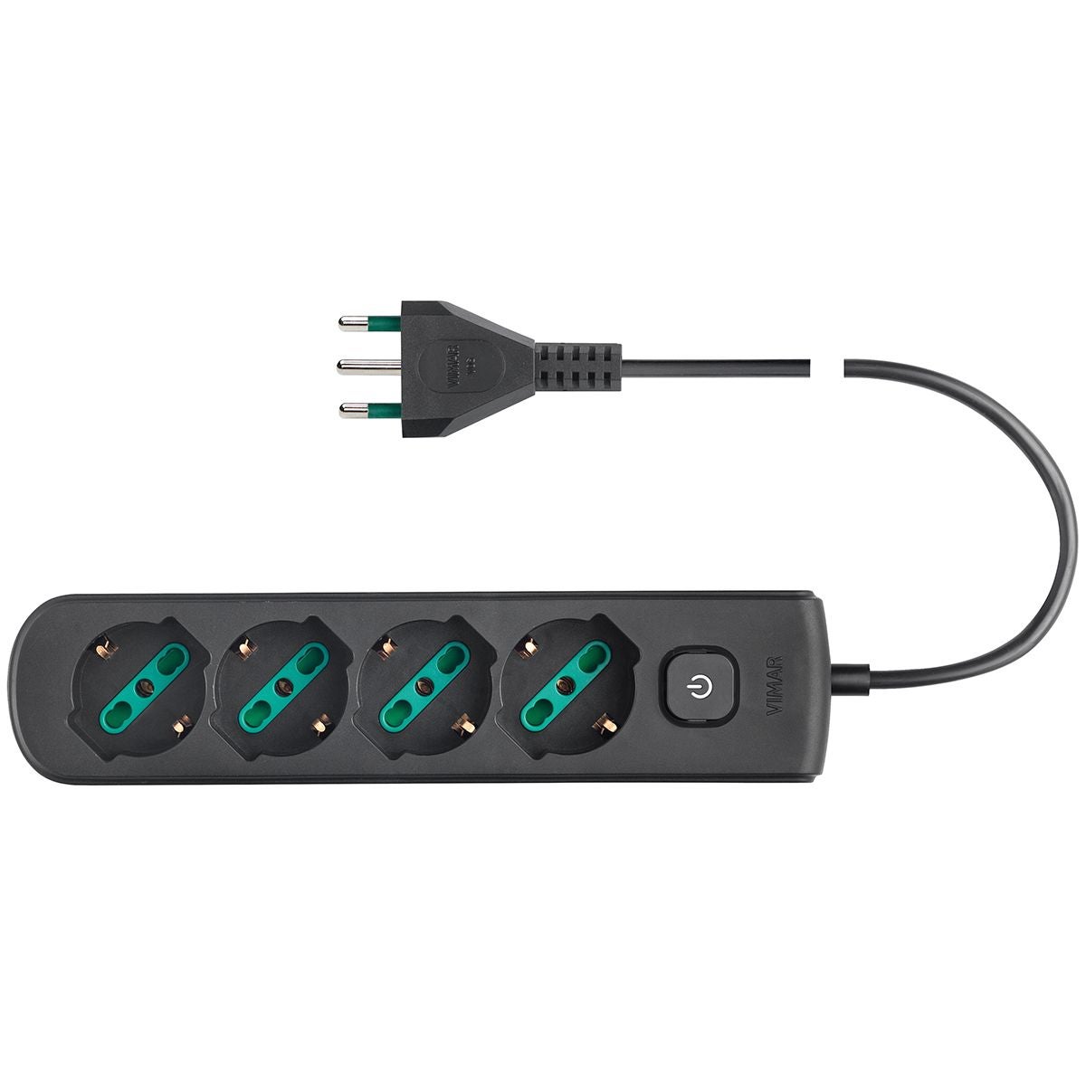 Multipresa con interrutore 4 prese 10A cavo 1.5 m nero VIMAR - 4