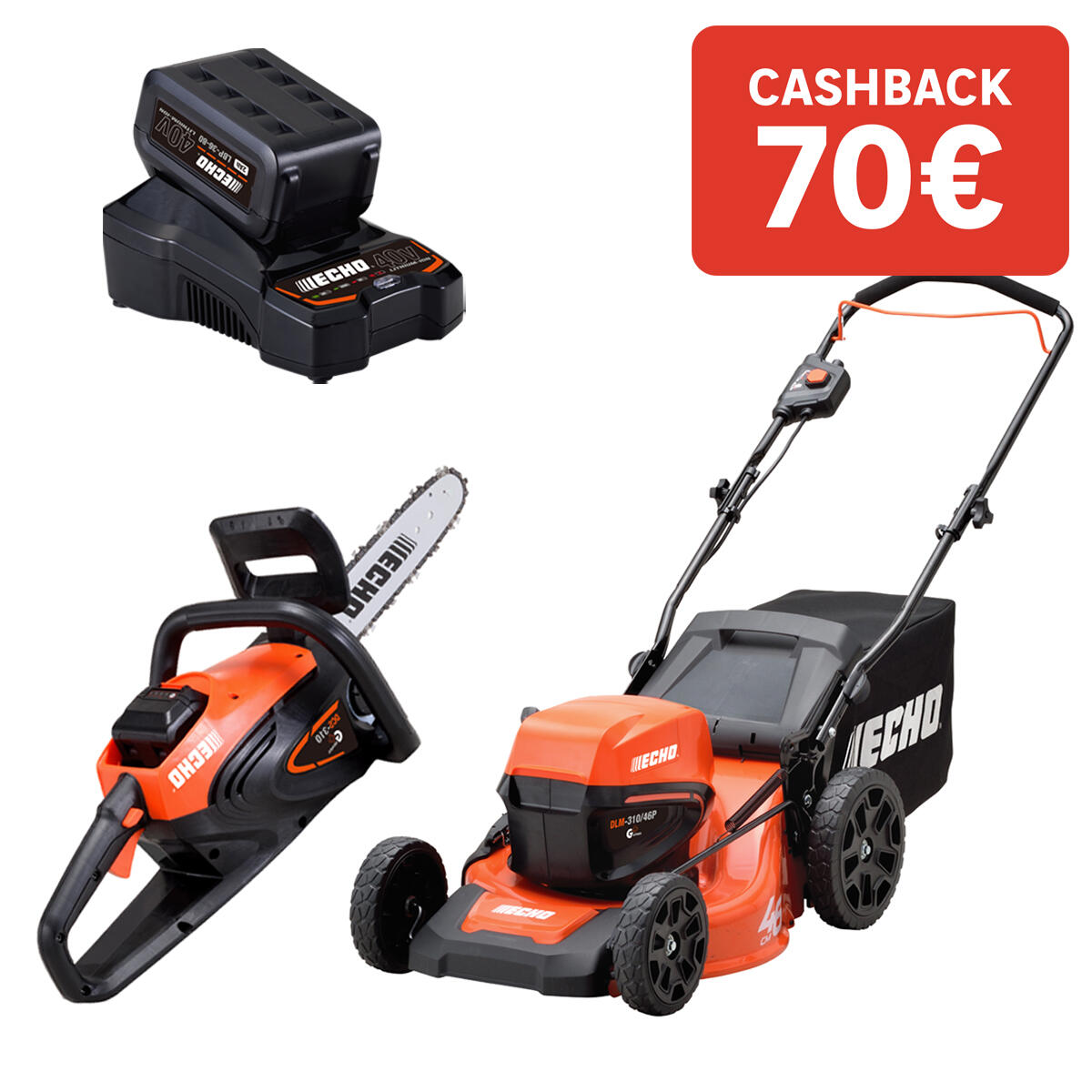 Kit motorizzato giardino ECHO set di:tagliaerba a batteria , motosega a batteria , batteria - 2