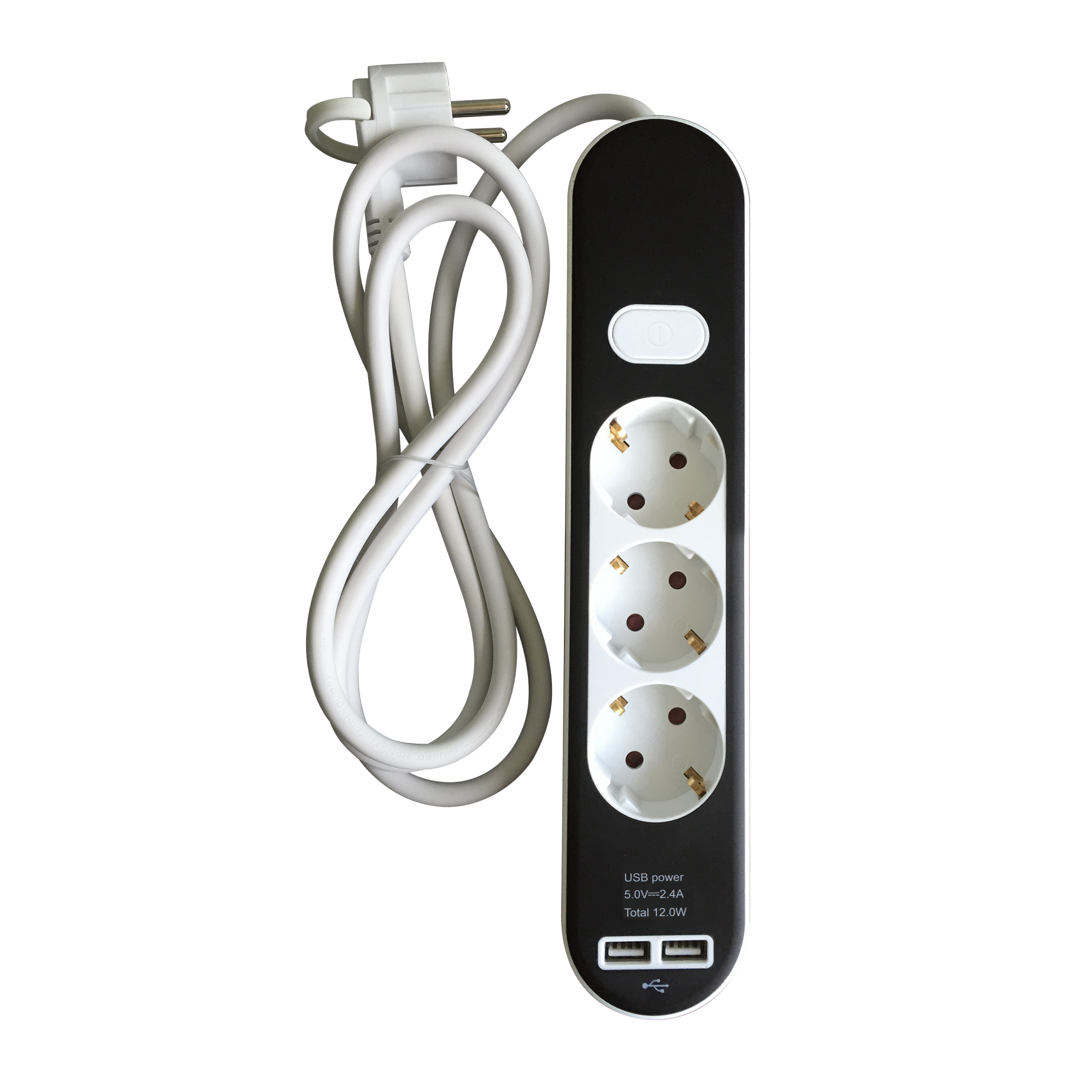 Extensão de 3 tomadas 2 USB 1.5m preto/branco Lexman - 11