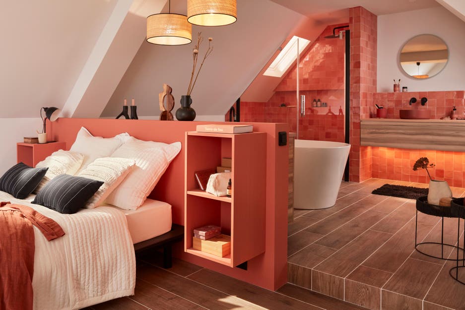 Photo Leroy Merlin d'une suite parentale élégante, colorée et chaleureuse.