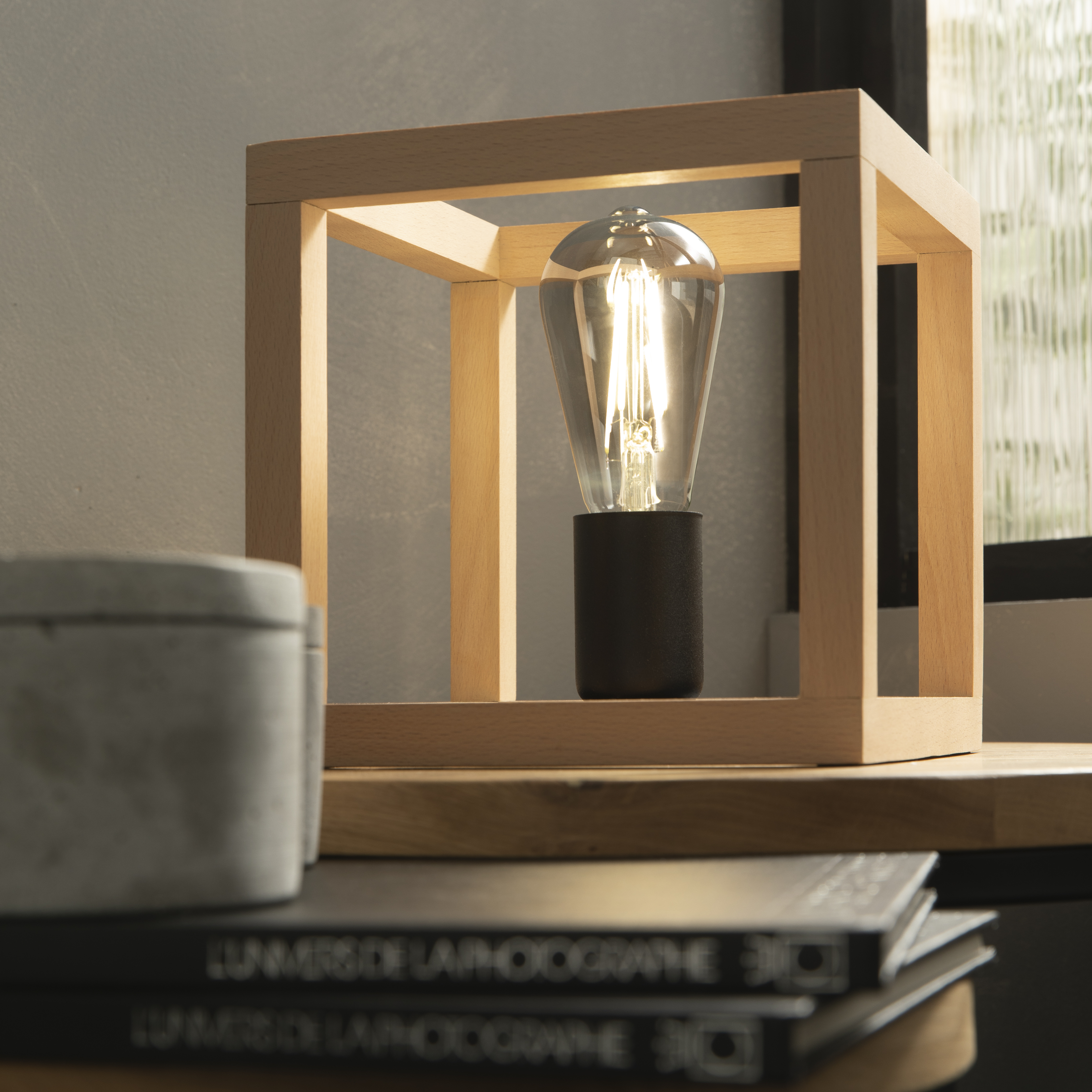 Candeeiro de mesa ELGORT E27 MADEIRO METAL PRETO - 23