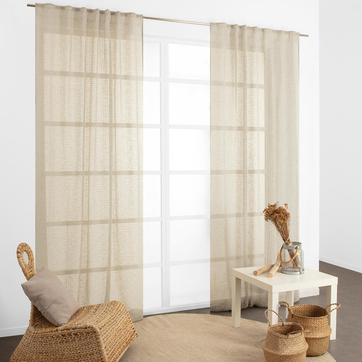 Pannello Tendaggio Singolo Linea Oro – Tenda Semitrasparente Colore Verde, 140x280 Cm – Tessuto Alta Qualità Per Soggiorno E Camera - 6