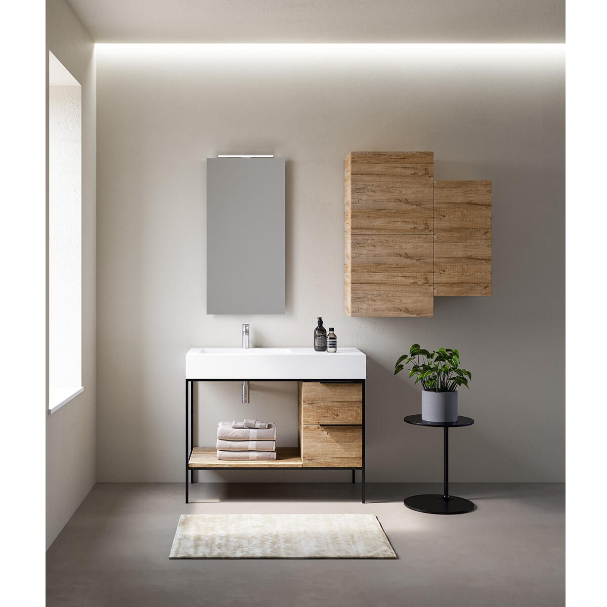 Pensile bagno colore a scelta - rivolgiti al nostro punto vendita, 1 anta apertura da sinistra P 22 x L 35 x H 70 cm - 2