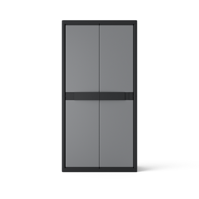 Armadio alto Standard SPACEO in polipropilene, nero L 89.7 x H 180 x P 53.7 cm 2 ante, adatto per esterno riparato