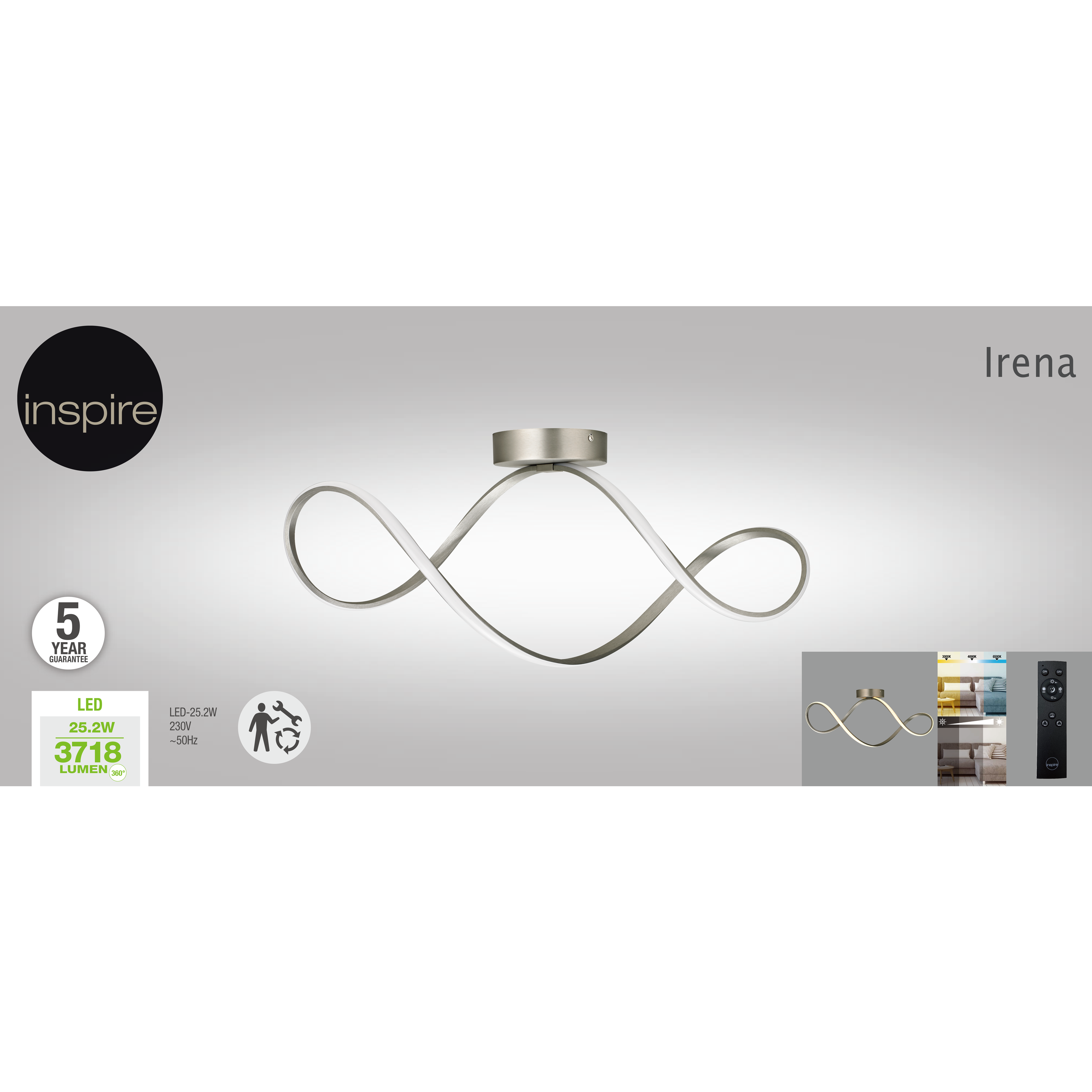Lampa sufitowa Irena nikiel 3300 lm LED Inspire - 10