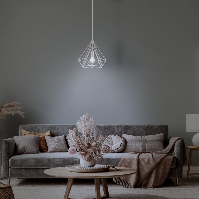 Lampadario Design Byron bianco paralume bianco E27 Ø40cm INSPIRE