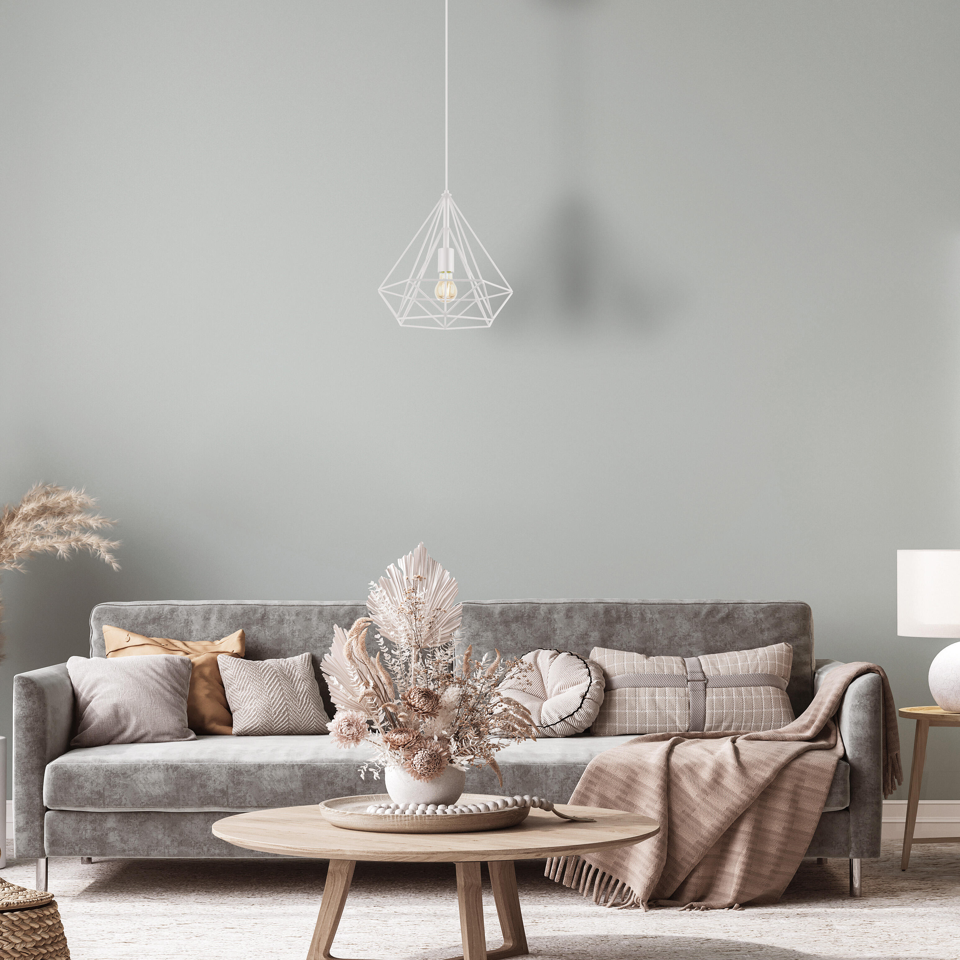 Candeeiro de teto suspenso BYRON d37cm metal branco mate 1 luz Inspire - 4