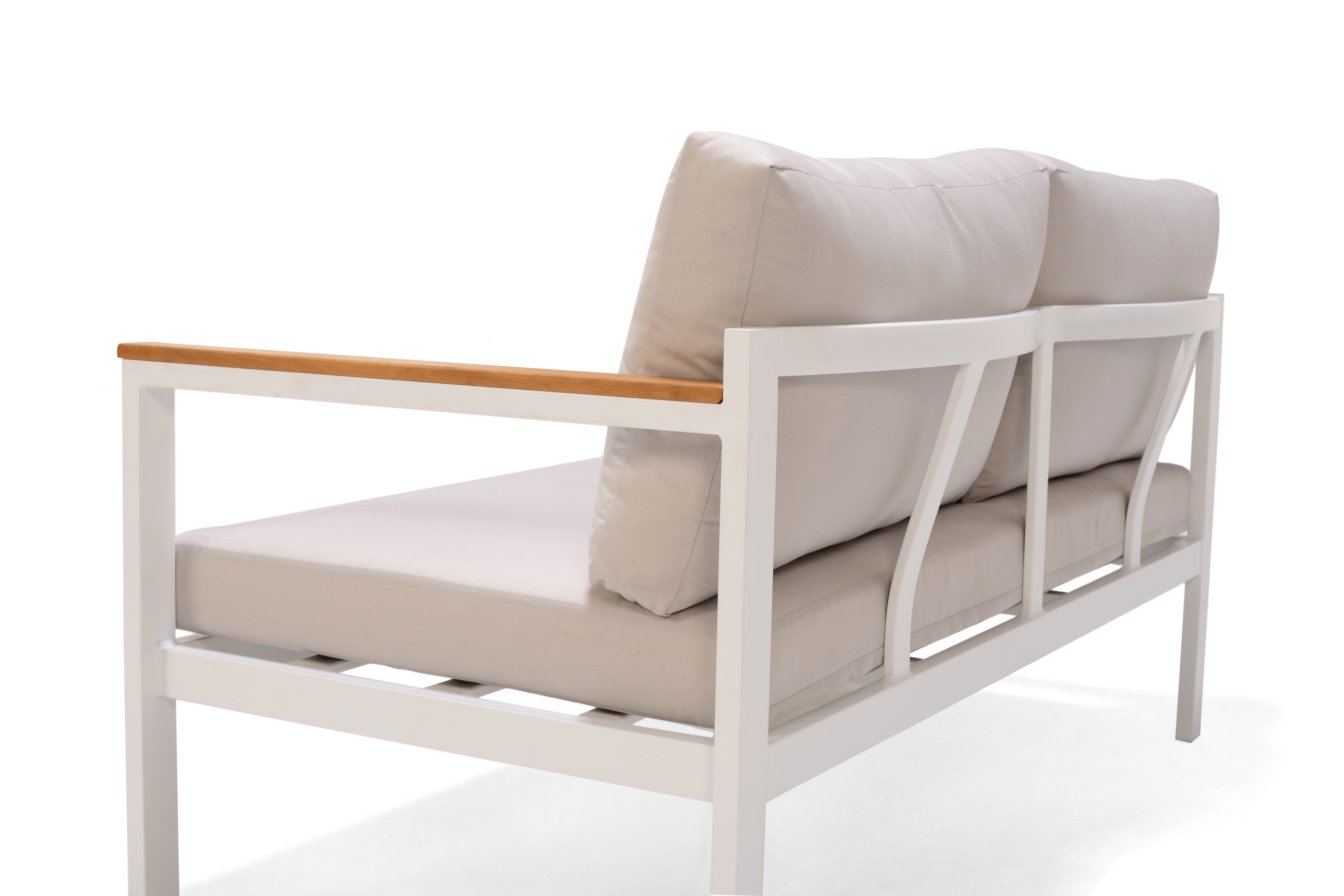 Salotto da giardino angolare per 5 persone bianco Oris NATERIAL con cuscini in poliestere beige - 7