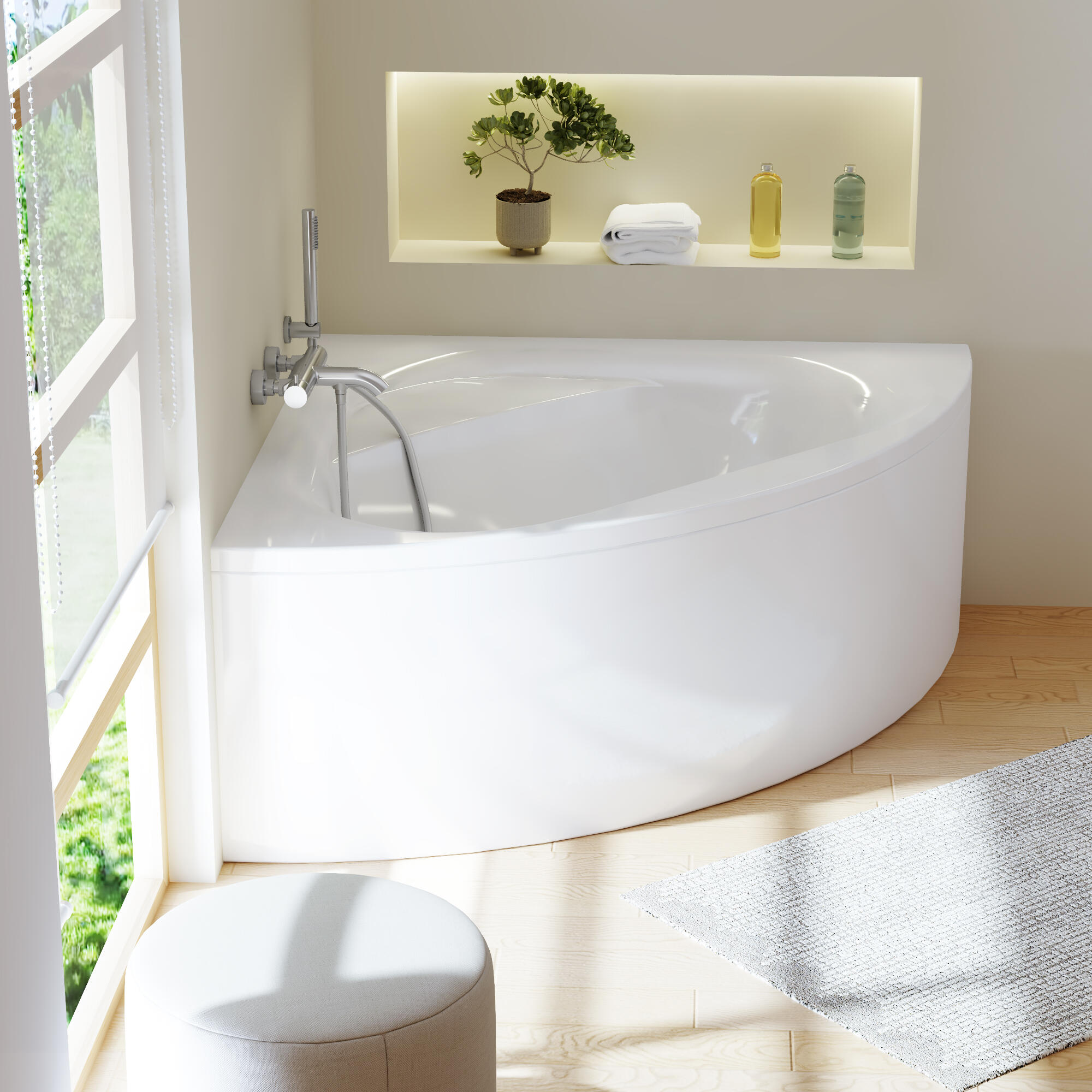 Vasca angolare BRISA senza pannello pmma bianco 130 x 130 cm SANYCCES - 3