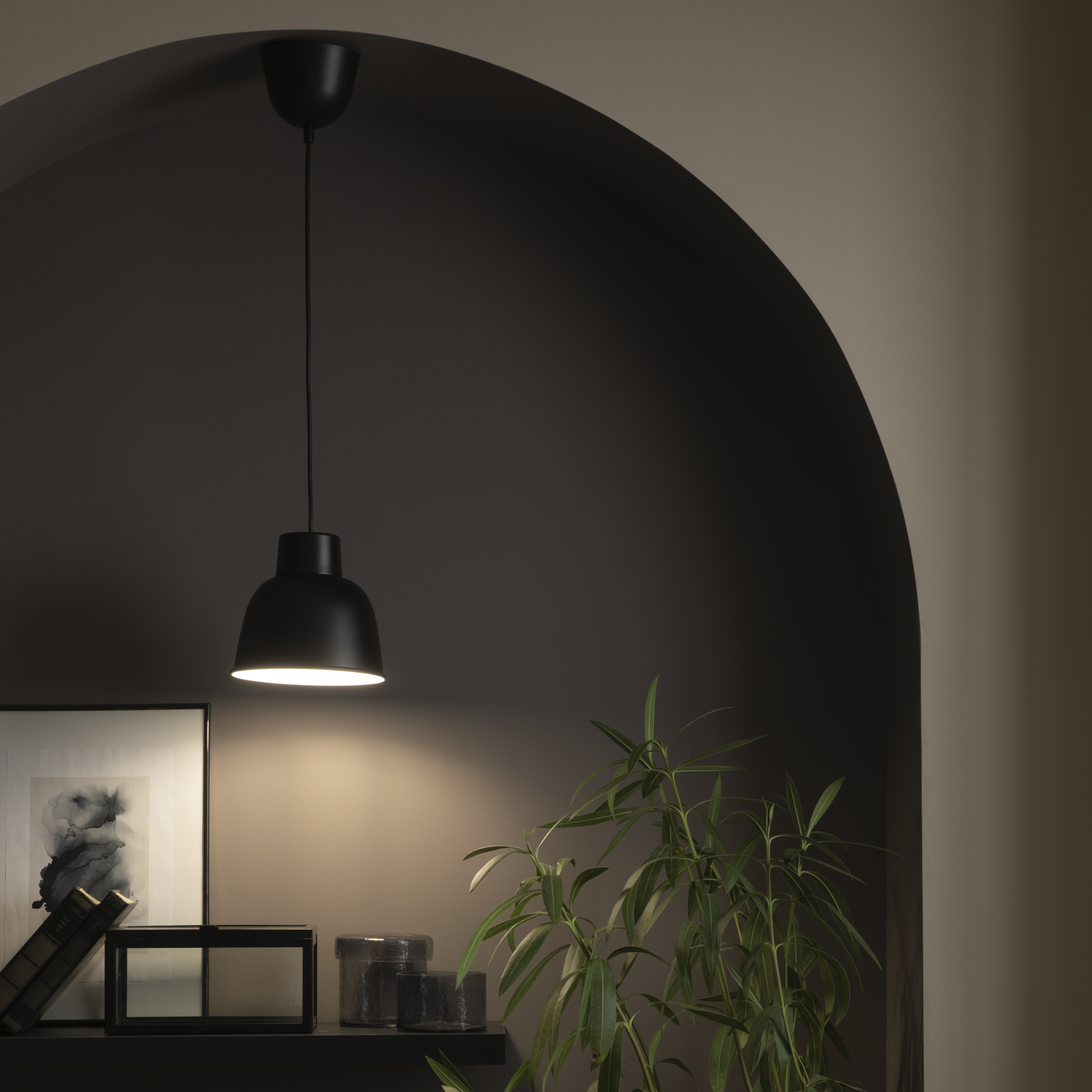 Candeeiro de teto suspenso INSPIRE MELGA E27 D18.5CM METAL PRETO MATE - 11