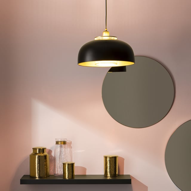 Lampadario Glamour Jazon nero paralume nero E27 Ø38cm INSPIRE