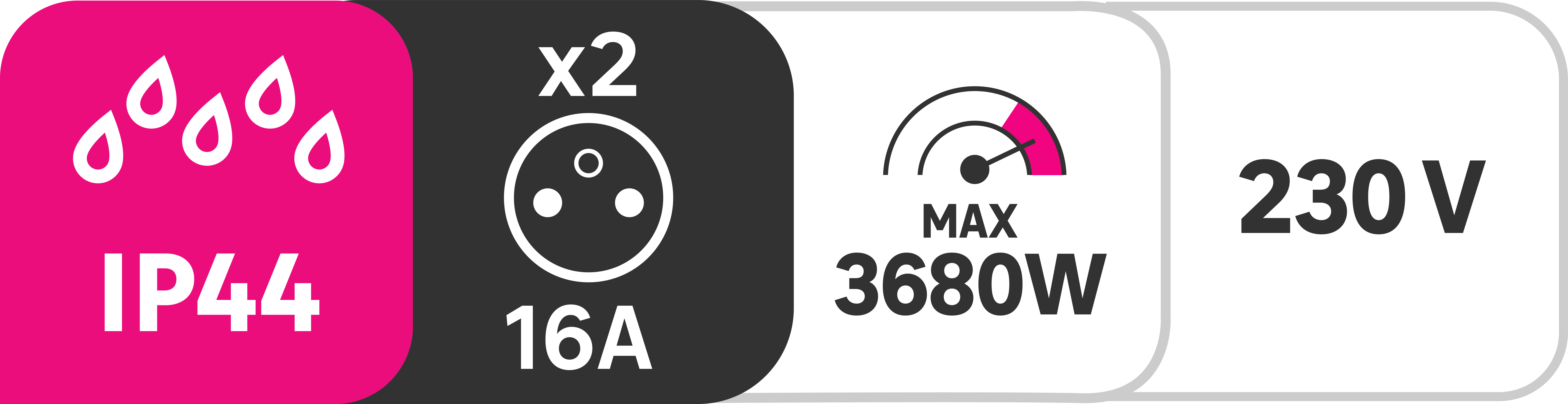 Rozgałęźnik 2x2P+Z IP44 Pomarańczowy LEXMAN - 5