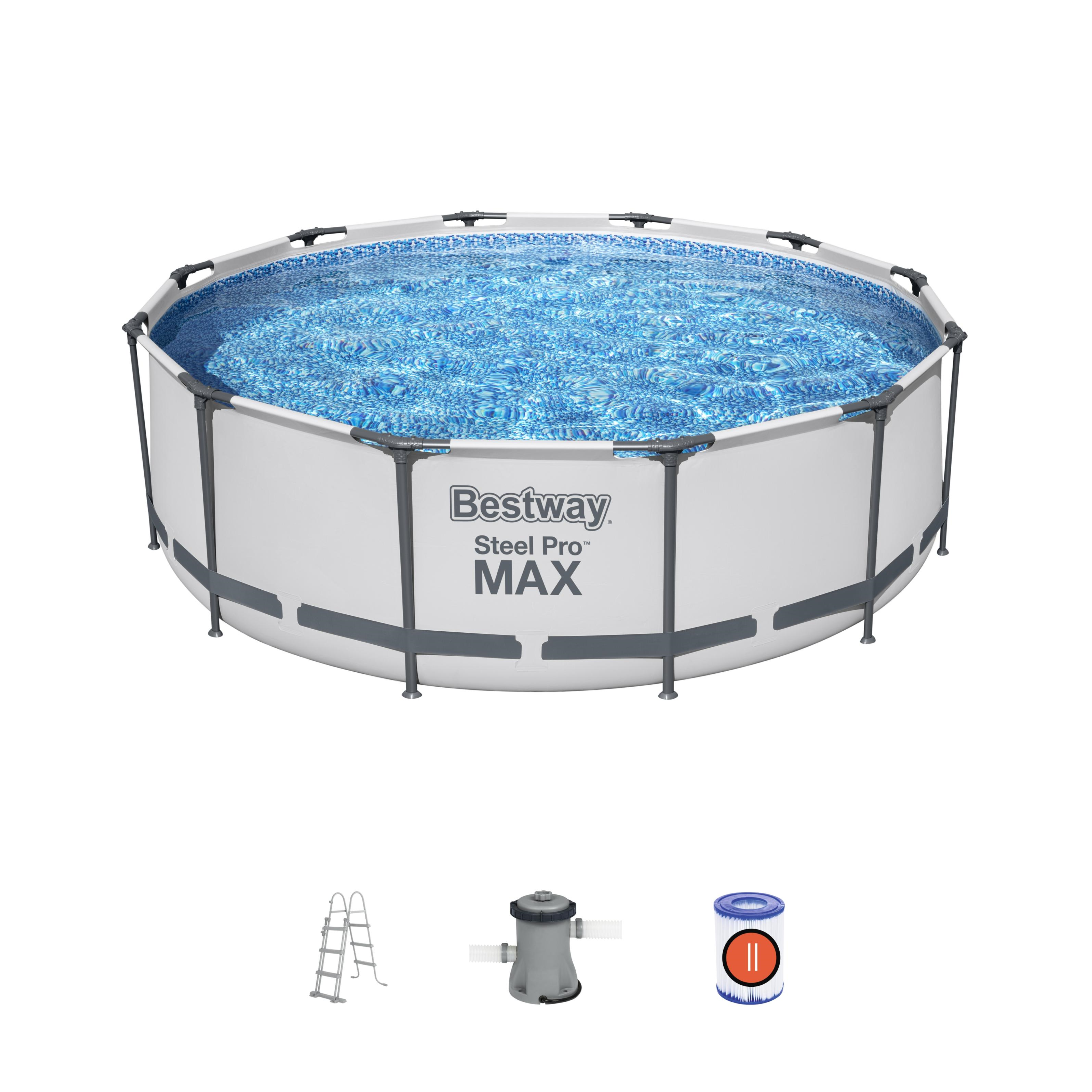 Piscina tubular BESTWAY STEEL PRO MAX D366X100CM +ESCADA+FILTRO CARTUCHO+RECARGA - 3