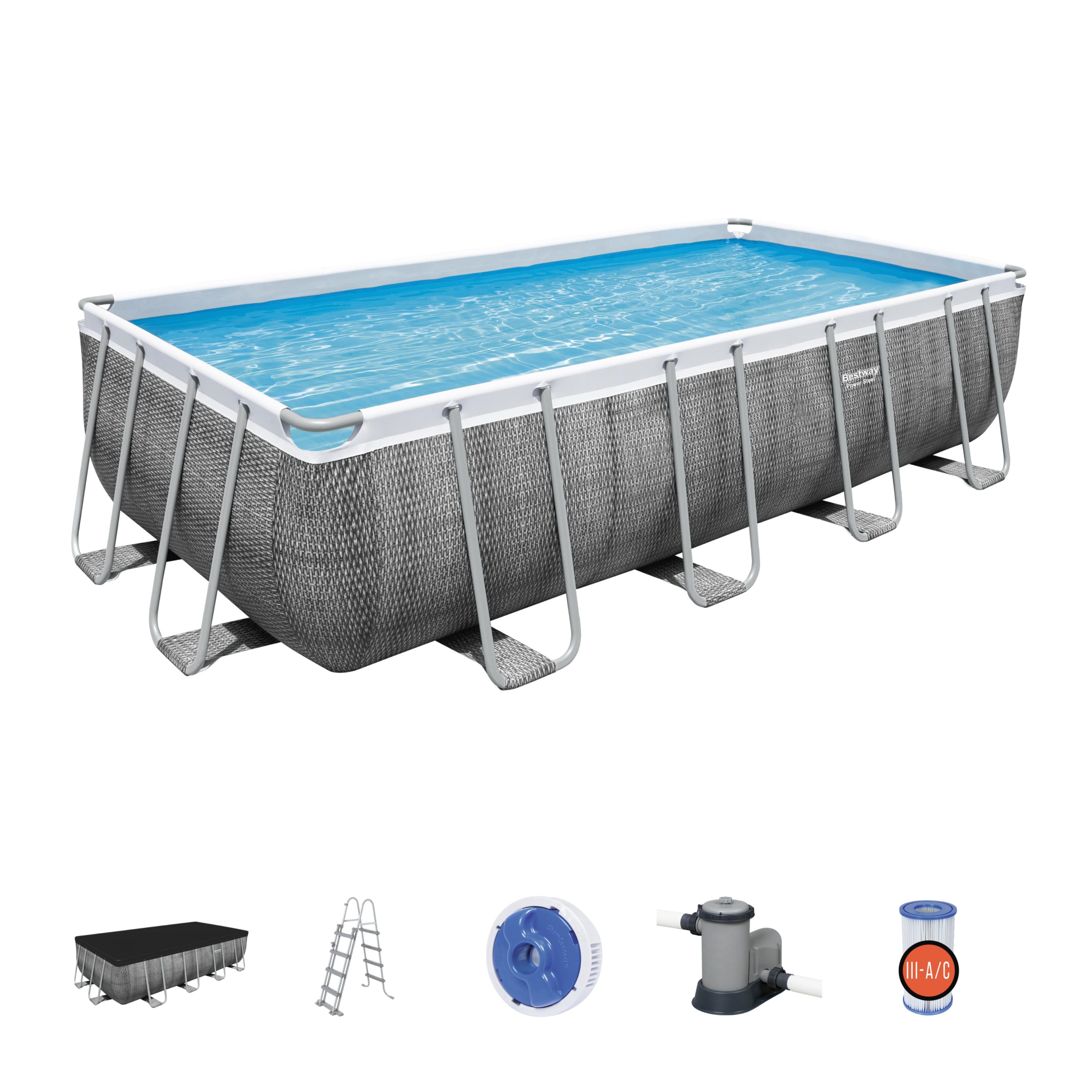Piscina fuori terra tubolare BESTWAY Power Steel grigio 549 x 274 x 122 cm - 6