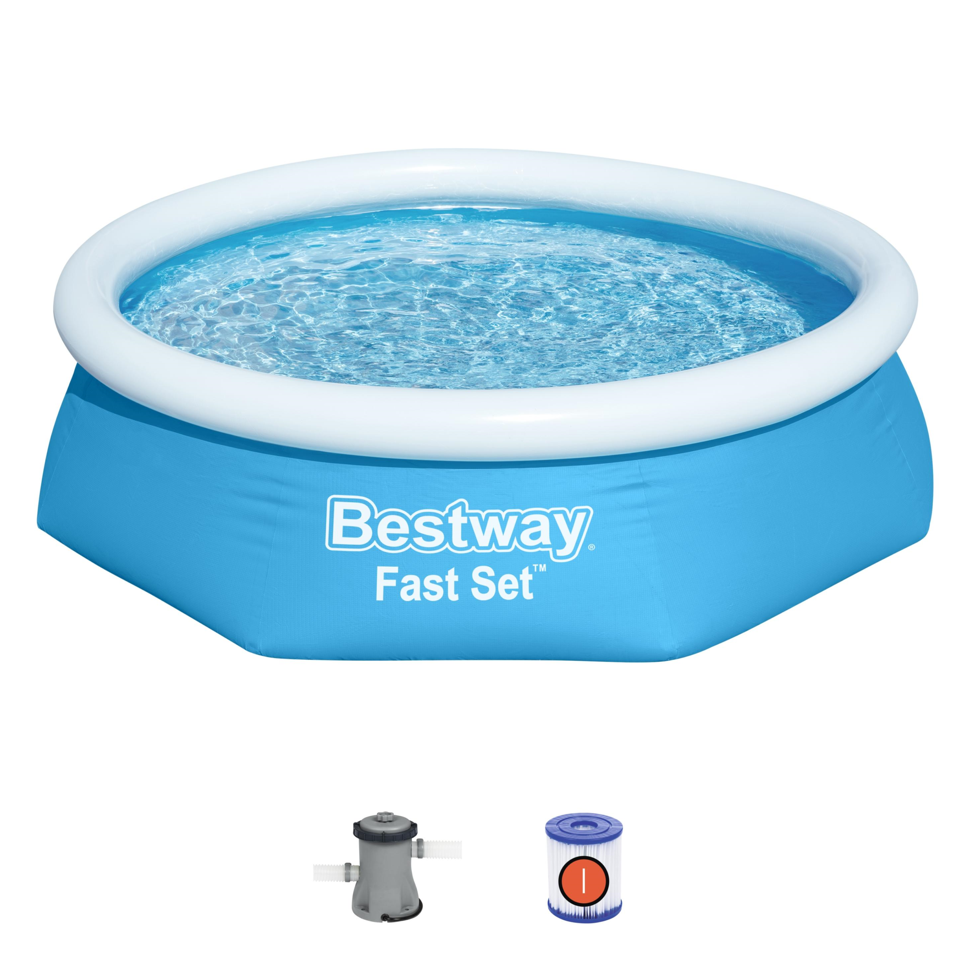 Piscina hinchable de pvc redonda ø2.44x0.61 m con depuradora de cartucho bestway