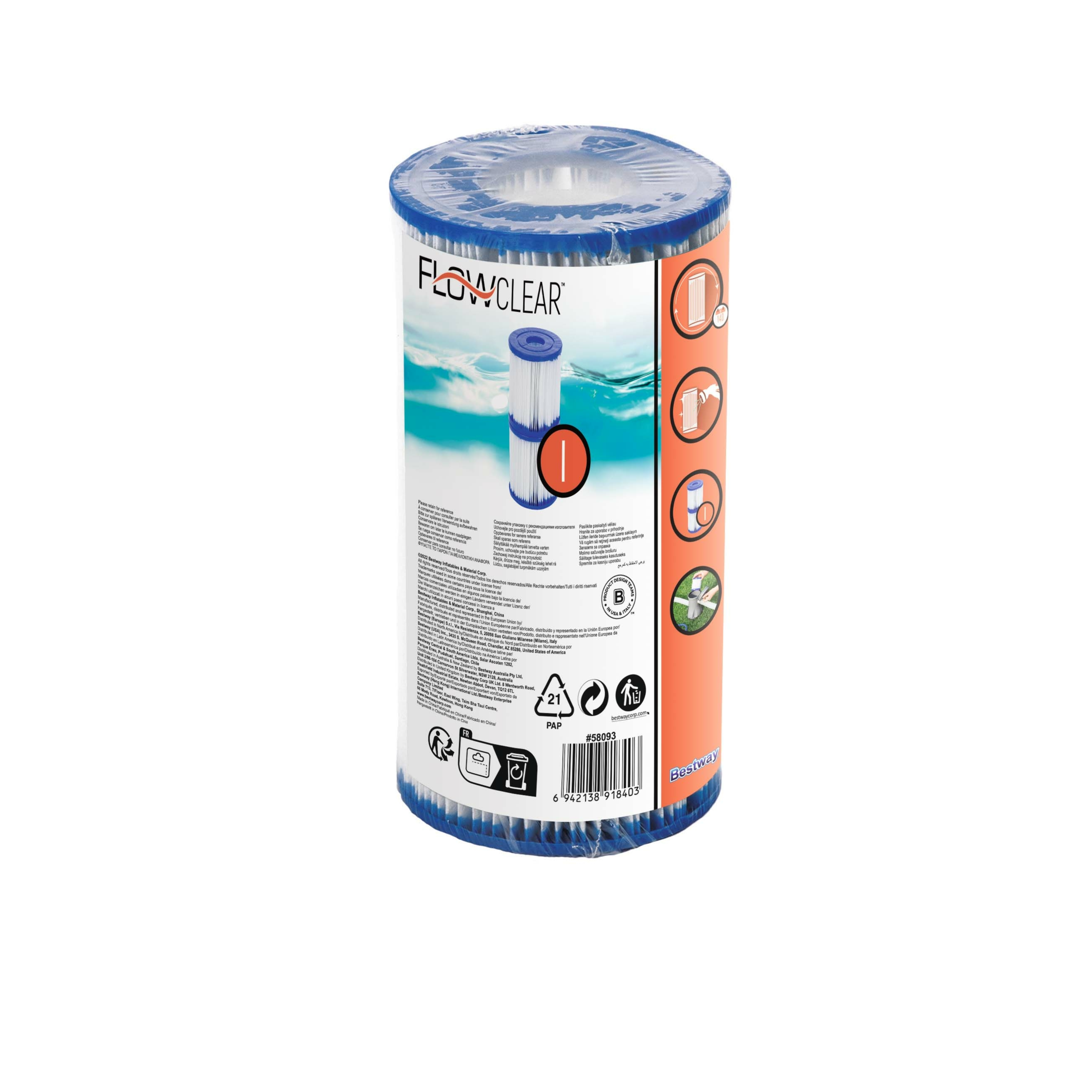 Cartuccia per filtro a cartuccia per pompe da piscina e spa in pvc BESTWAY - 13