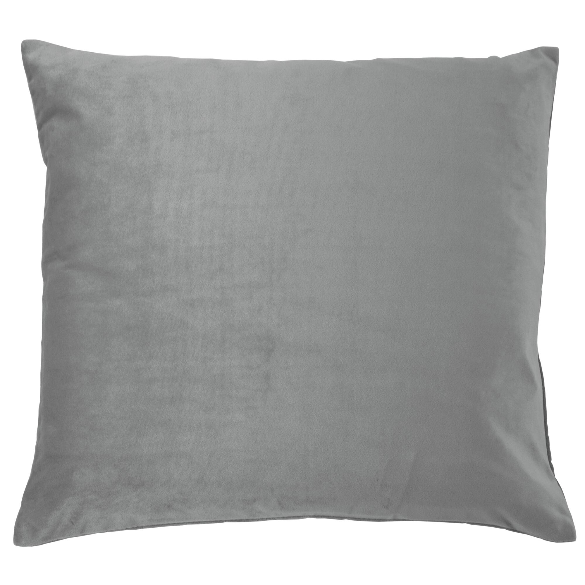 Cojín decorativo cuadrado jonasson neutra poliéster terciopelo liso gris doble cara overlock y cosido inspire 45x45cm