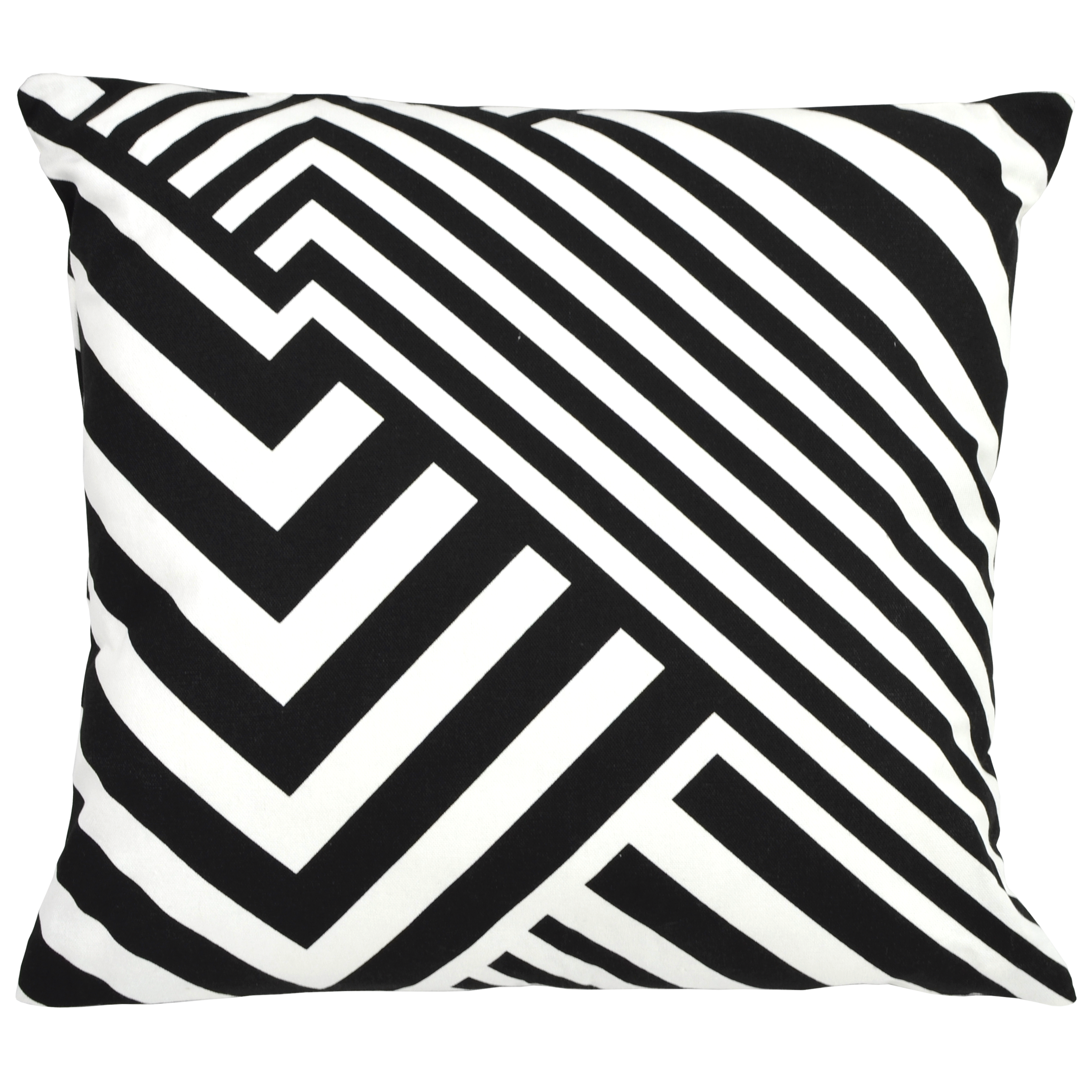 Cojín decorativo cuadrado julen b&w algodón rayas blanco y negro overlock y cosido inspire 45x45cm