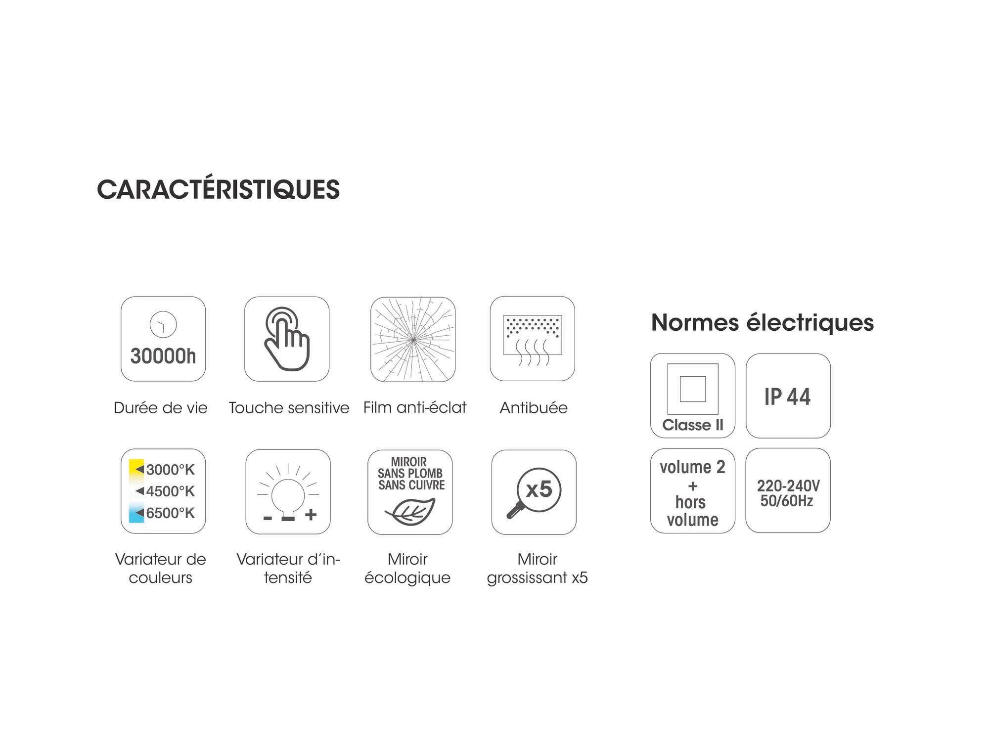 caractéristiques picto miroir lumineux moonpick - 2
