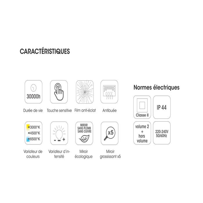 caractéristiques picto miroir lumineux moonpick