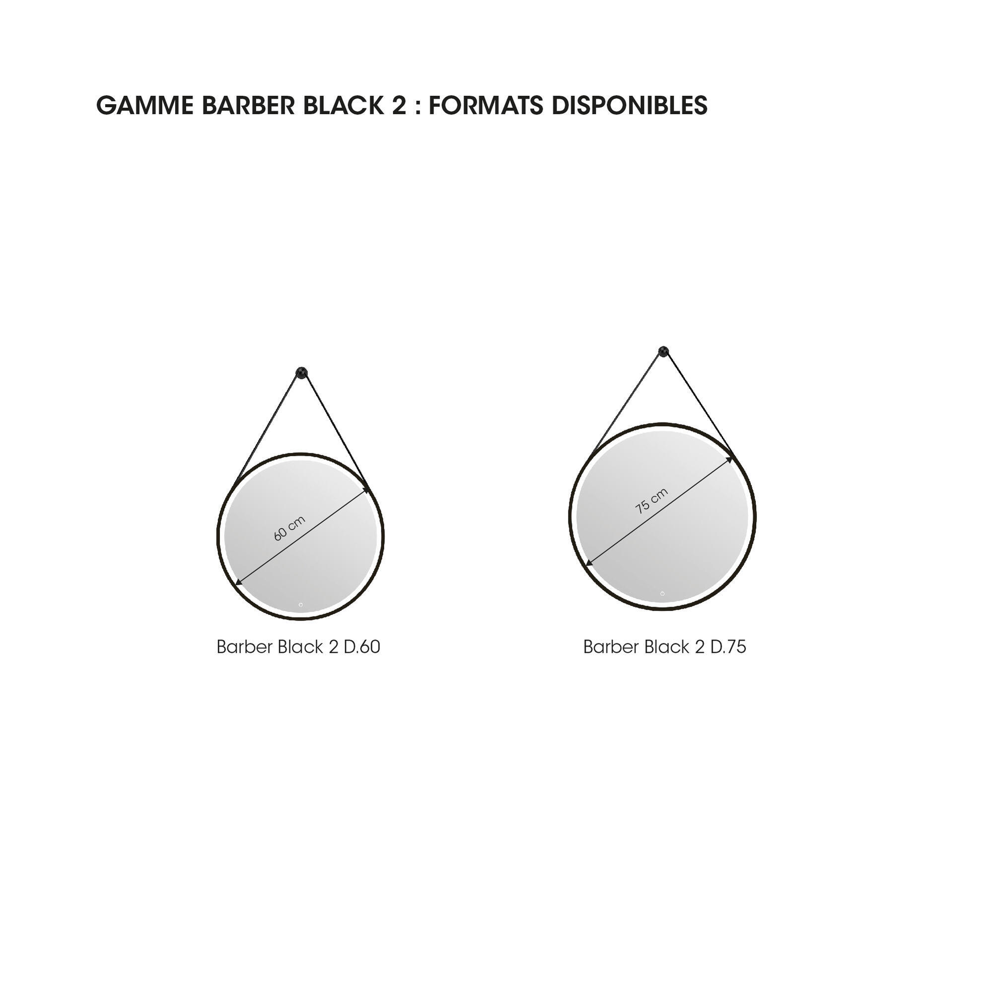 formats miroir lumineux barber black - 1