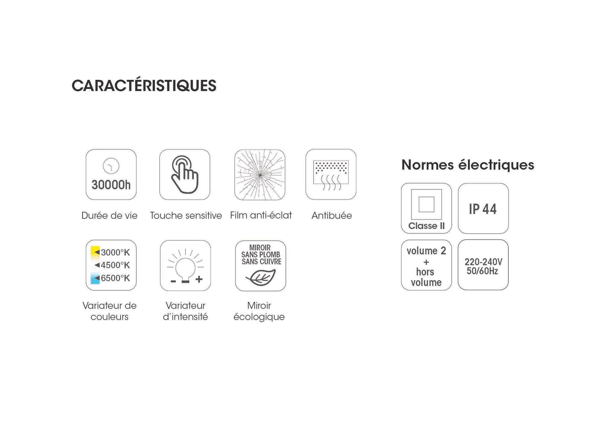 caracteristiques miroir lumineux barber black - 2